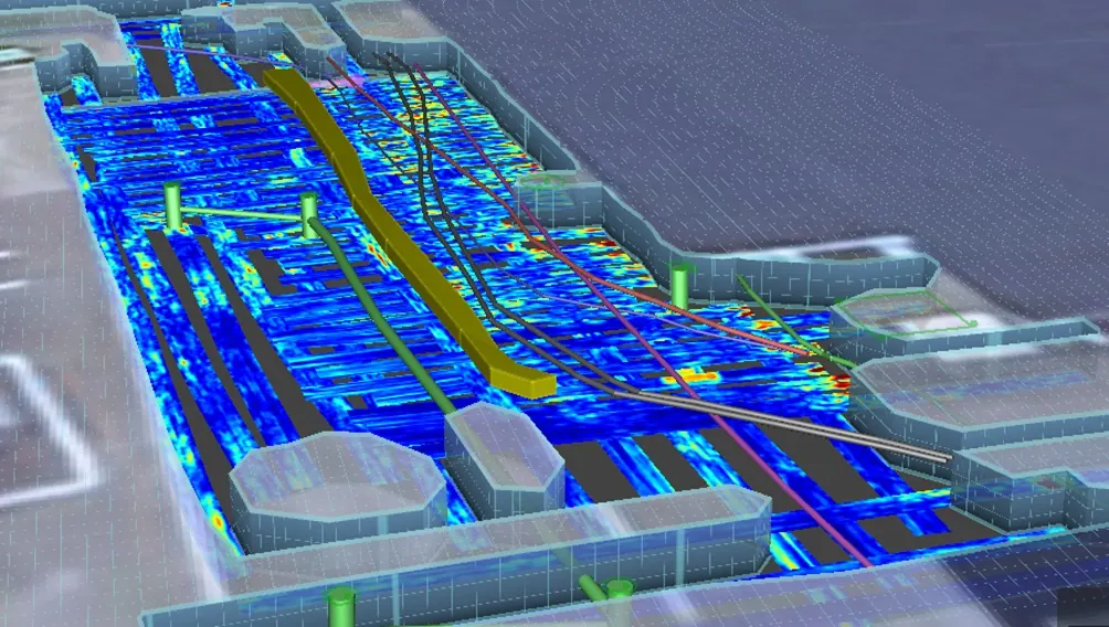 3D-malli maanalaisista rakenteista laitosalueella